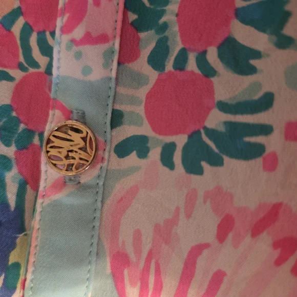 🌸 Lilly Pulitzer Elsa 100% Silk, Gypsea Top In Serene Blue. Size SM. - Picture 5 of 7